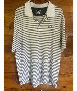 Under Armour Size Mens XL HeatGear Loose Fit White Stripes Casual Polo UA - $265.70 MXN