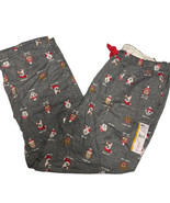 Womens Soft Gray Flannel Holiday Puppy Dog Sleep Pants Pajama Bottoms - £11.90 GBP
