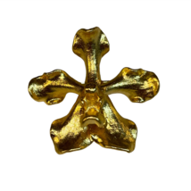 Vintage RISIS  Orchid Flower Brooch Pendant Gold Tone Signed - £15.73 GBP