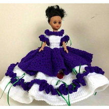 Vintage 1981 Barbie Doll in Purple Crochet Ball Gown Victorian Fashion Dress - £38.24 GBP