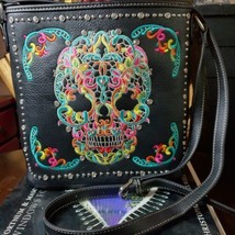 Montana West concealed carry sugar skull black crossbody embroidered - £35.26 GBP