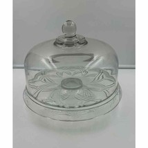 Vintage Pedestal Glass Cake Stand with Dome Holds 10&quot; Cakeglas - £56.02 GBP