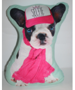 Dog Puppy Graphic Photo French Bulldog Pup Selfie Queen Hat Throw Pillow... - $14.20