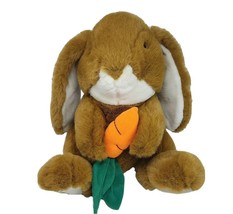 14" Vintage Westcliff Coll Brown Bunny Rabbit W/ Carrot Stuffed Animal Plush Toy - £43.77 GBP