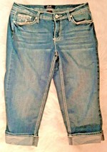 Embellished Blue Denim Capri Jeans Earl Jr. Heavily Jeweled Size 8  - £16.48 GBP