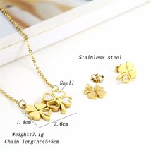 OUFEI Heart Black Seashells Earring Set Stainless Steel Jewelry Charm Necklace S - $21.58