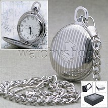 Pocket Watch Silver Plated Full Hunter Watch 42 MM for Men with Fob Chai... - $21.99