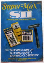 Vintage Advertising Tin Sign Super Max S II Shaving Razor Blade India - £39.04 GBP