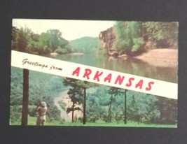 Greetings from Arkansas State Split Large Letter Dexter Press c1960s Pos... - $4.99