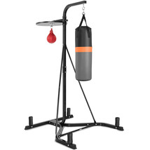 Heavy Duty Boxing Punching Stand W/Heavy Bag &amp; Speed Bag Sandbag Rack Gym Home - £373.32 GBP