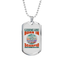 Legend Are Born in Scorpio  Zodiac Necklace Stainless Steel or 18k Gold Dog Tag - £37.32 GBP+