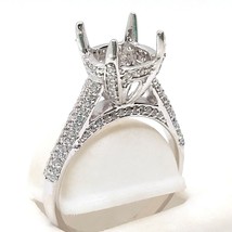 14K White Gold Plated-Silver Moissanite Semi Mount Engagement Ring 10mm ... - $219.07