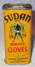 Vintage Sudan Brand Whole Cloves Spice Tin 1.25 Oz Cincinnati Ohio - £15.94 GBP