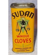 Vintage Sudan Brand Whole Cloves Spice Tin 1.25 Oz Cincinnati Ohio - £15.76 GBP