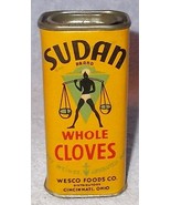 Vintage Sudan Brand Whole Cloves Spice Tin 1.25 Oz Cincinnati Ohio - £14.90 GBP