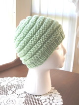 Hand Knitted Acrylic Yarn Grow Hat - Light Green - $21.99