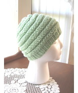 Hand Knitted Acrylic Yarn Grow Hat - Light Green - £17.22 GBP
