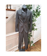Cengizhan Baybars Men Gray Polyester Single Breasted Jacket &amp; Pant 2 Pc ... - $134.04 CAD
