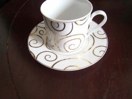 Pier 1 Gold Swirl Coffee cup saucer - £11.64 GBP