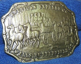 Vintage Belt Buckle 3.75&quot; x 2.75&quot;American Express Wells Butterfield &amp; Co... - $150.79 MXN