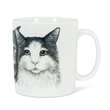 Cat Jumbo Mugs Set of 4 Coffee Tea Ceramic 16 oz 3 Kitten Faces Grey Black   image 3