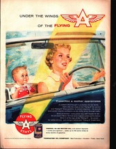 Vintage 1956 Veedol Flying A Motor Oil Lg Full Pg Print Ad Mother &amp; Baby Driving - £19.27 GBP