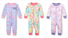 NWT The Childrens Place Elephant Jungle Girls Romper Sleeper Pajamas - £7.00 GBP