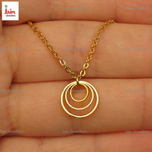 Collier pendentif chaîne cerceaux 3 cercles cerceaux en or jaune massif 18 ca... - £1,012.06 GBP+