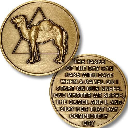 Large Camel Triangle AA Medallion 1.5" Size Bronze Sobriety Chip