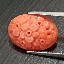 5.86 Cttw , Hand Engraved , Natural Coral , Coral Carving , Coral Oval Cabochon  - £122.58 GBP