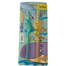 Seahorse Dolphin Kids Straws Seastraws Beach Coastal Reusable 90s Kidsware NEW - $9.89