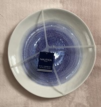 New Set of 4 Nautica Melamine Dinner Plates Shiny Blue Watercolor Swirl 11&quot; - £39.80 GBP