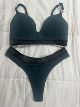 Victorias Secret PINK 32DD/Med Everywhere T Shirt Bra Green Logo Wireles... - $21.97