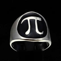 Sterling silver Mathematician symbol ring Pi ancient Greek letter symbol with Bl - £56.13 GBP