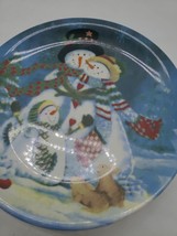 Snowman Family Ceramic Salad Dessert Plate 8&quot; Christmas Holidays - $6.50