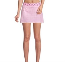 Draper James x Lands End Swim Skirt Size 2 Pink White Check Built In Briefs NEW - £38.93 GBP