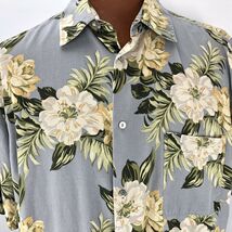 Alfani Aloha Hawaiian XL Gray Magnolia Floral Palm Tropical  Yellow Gree... - $29.99