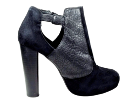 TOPSHOP Women Size 8 High Heels Black Leather Suede Bootie Platform Punk... - $24.99