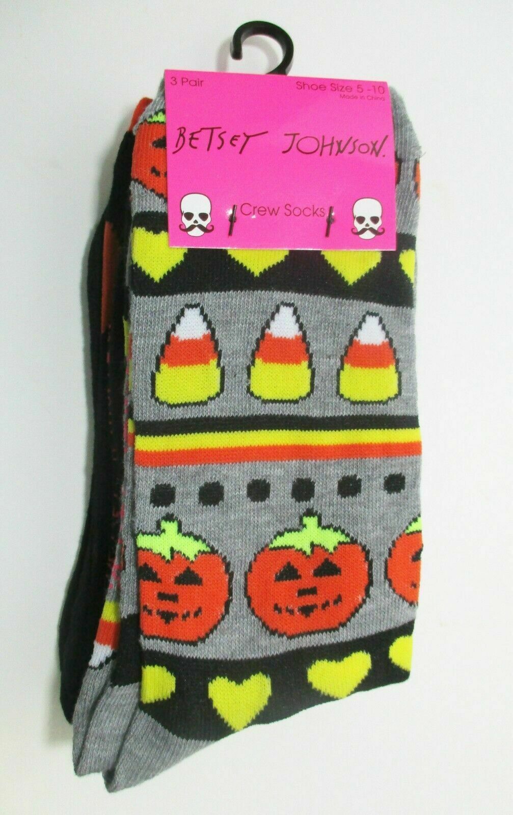 Primary image for Betsey Johnson 3-Pack Halloween Pumpkin Crew Socks