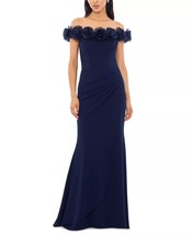 XSCAPE Women&#39;s Floral Off-The-Shoulder Gown Navy Size 6 $289 - £124.27 GBP