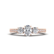 3 Stone Bridal Wedding Ring In Solid 14k Rose Gold Diamond Engagement Ri... - $869.99