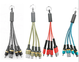 15 PC OF  3 in 1 USB SQUID Cable Keychain Charger for Iphone, Type C, Mi... - £37.35 GBP