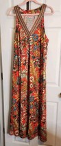 Soft Surroundings Onani Floral Maxi Dress Sz 1X Pockets Sleeveless Orange Floral - £31.25 GBP