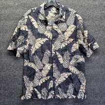 Mens L Hawaiian Shirt Palm Tree Pineapple Short Sleeve Camp Button Batik... - £14.97 GBP