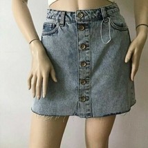 NEW ZARA Blue Washed Denim Front Button Skirt (Size XS) - £15.76 GBP