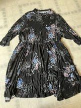 TORRID Super Soft Black Floral Knit Mock Neck Skater Dress Size 3 3X Long Sleeve - $37.11