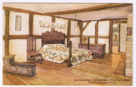 Postcard Stratford Upon Avon England UK Shakespeare&#39;s Birthplace Birth Room - $3.95