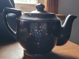 Tea Pot Pint Brown Birds Flowers Oriental Collectible Decorative Succule... - £17.57 GBP