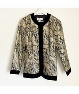 Vtg Jessica McClintock x Talbots Jacket Black Velvet Gold Brocade Evenin... - $756.95 MXN