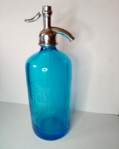 1930s Seltzer Bottle Bell Windsor Bayside NY Blue Glass Czechoslovakia VG++ - $59.35